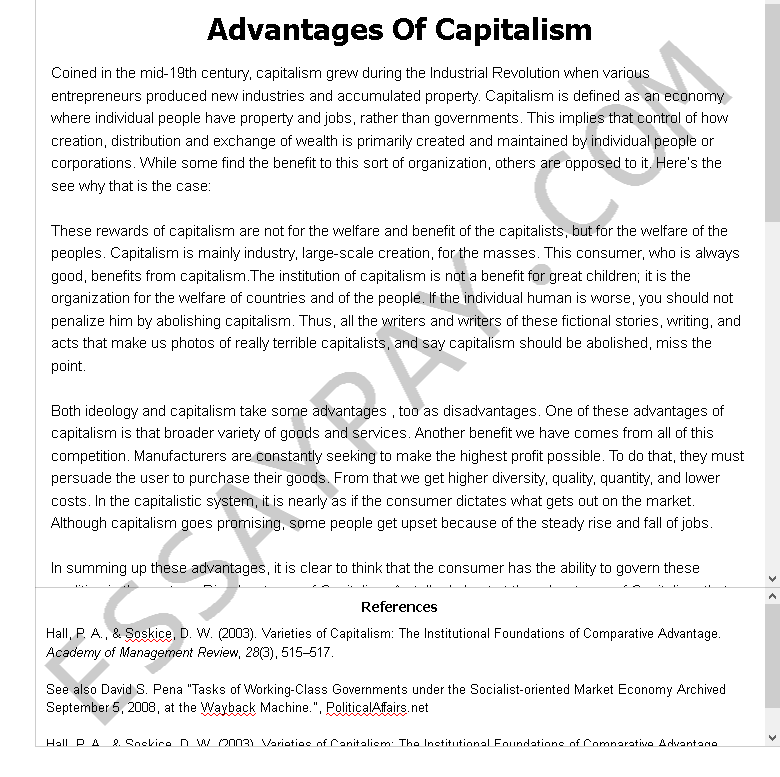 capitalism essay