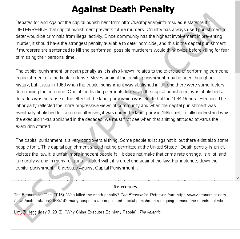 death penalty essay free