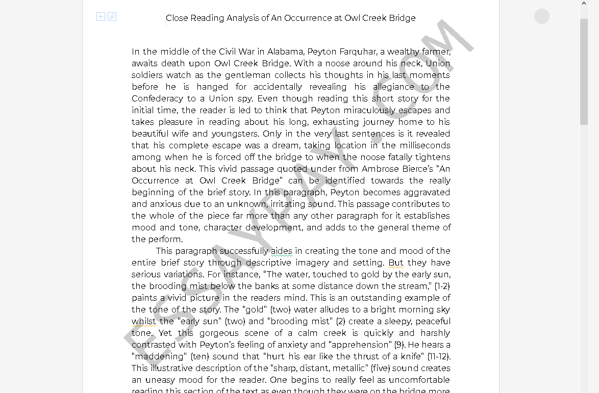 close reading analysis essay example