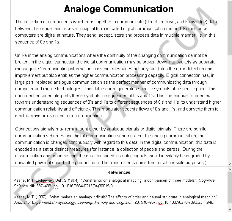 analoge communication - Free Essay Example