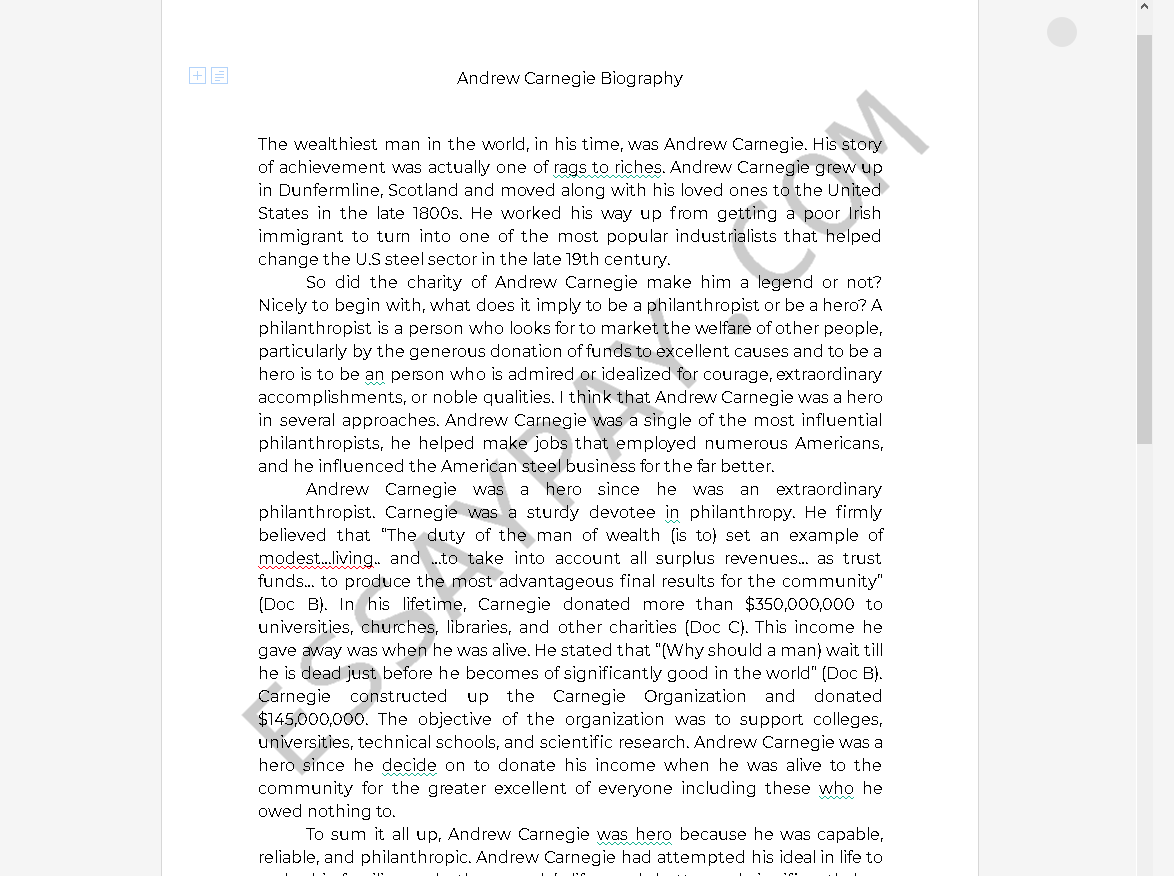 essay on andrew carnegie