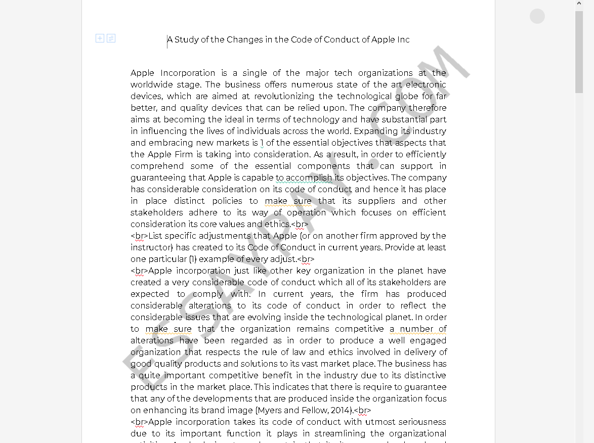 apple code of conduct changes - Free Essay Example