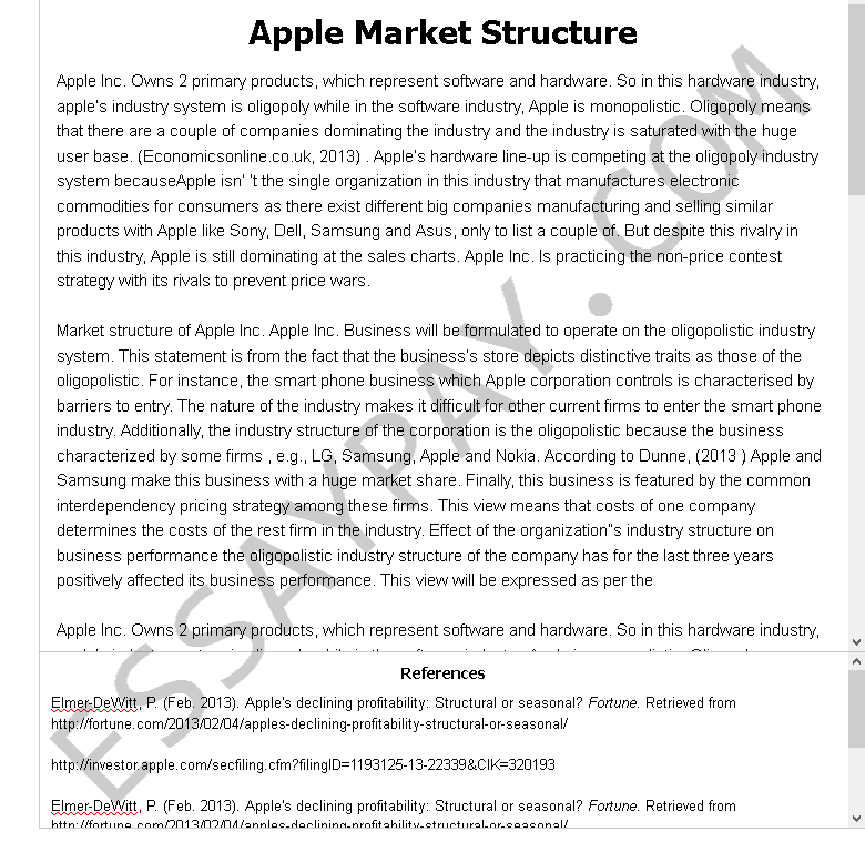 apple market structure - Free Essay Example