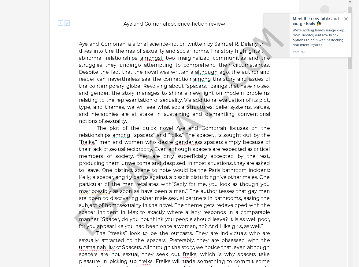 aye and gomorrah analysis - Free Essay Example