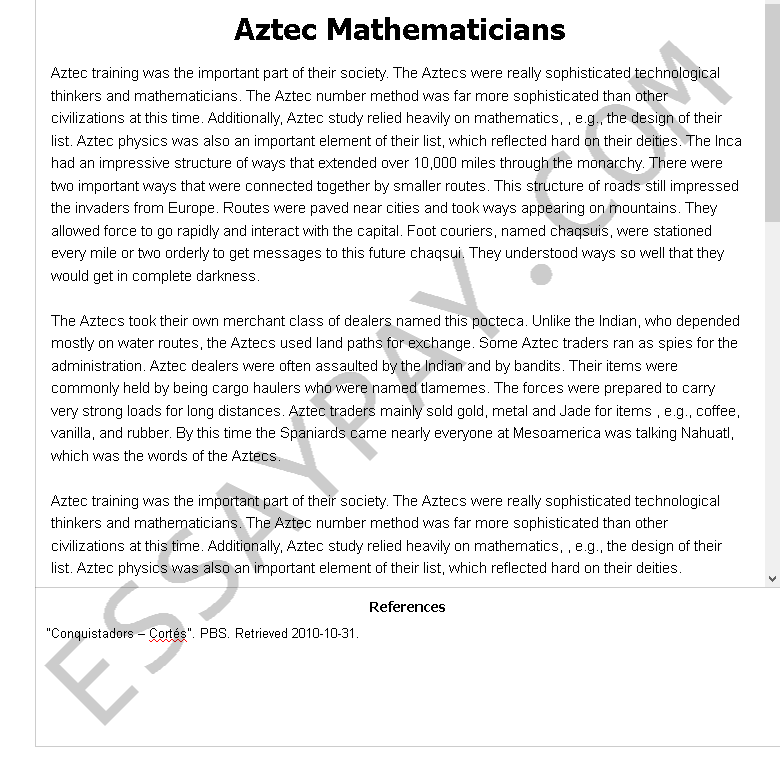 aztec mathematicians - Free Essay Example