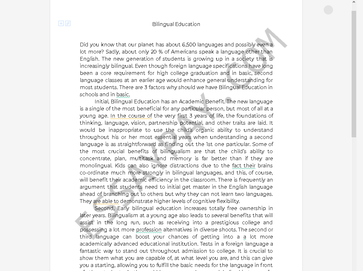 pro bilingual education essay