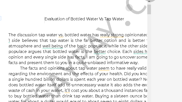 bottled water vs tap water essay - Free Essay Example