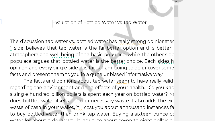 essay about bottled water