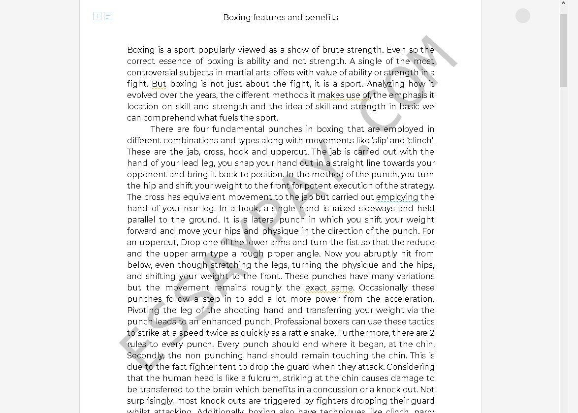 boxing essay - Free Essay Example