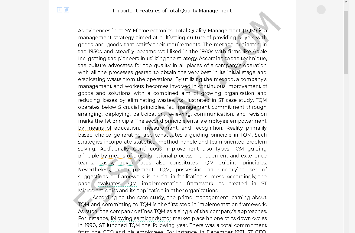 Total quality management essay