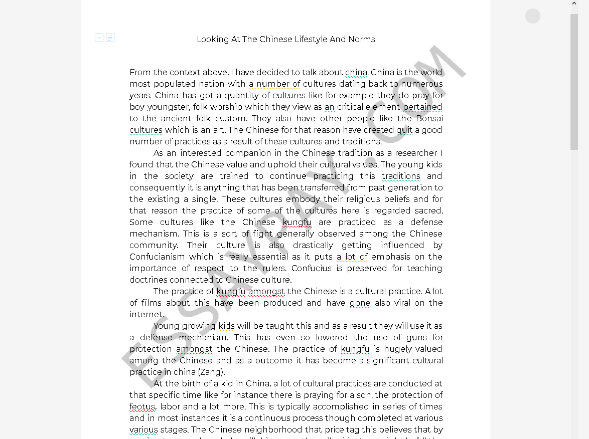 essay about chinese culture