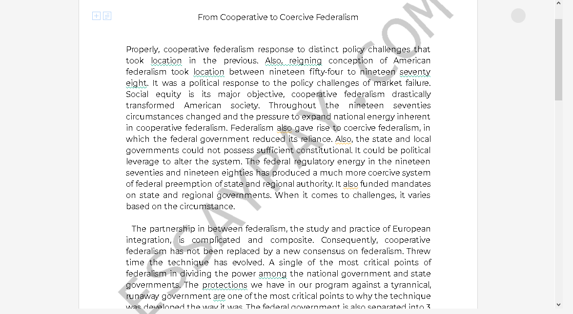 coercive federalism - Free Essay Example