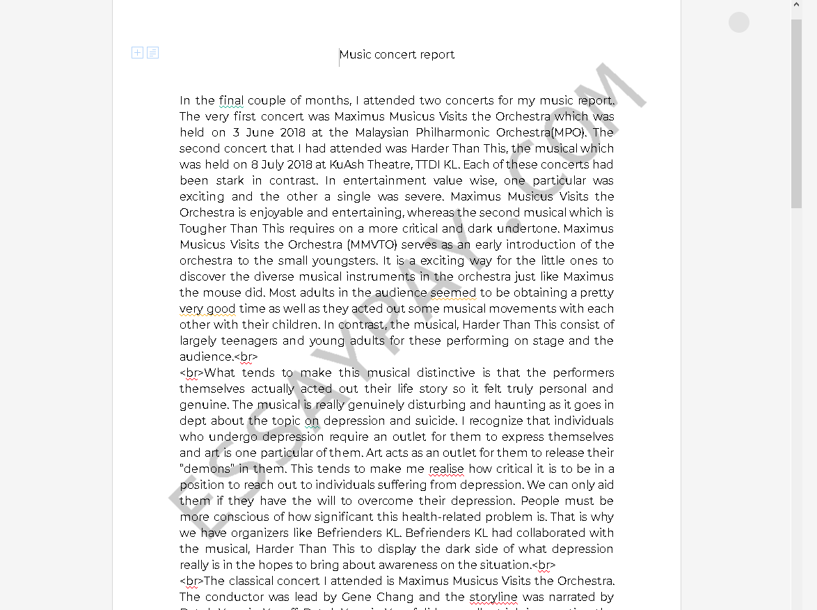 Реферат: Classical Music Concert Report Essay Research Paper