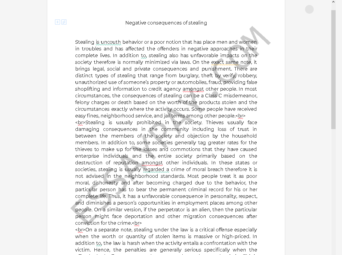 Shoplifting Essay