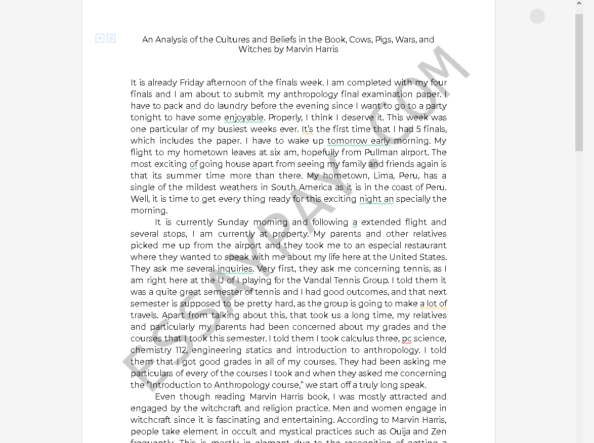 cows pigs wars and witches summary - Free Essay Example