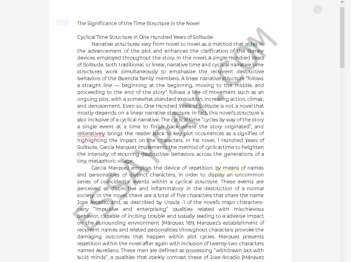 cyclical structure - Free Essay Example