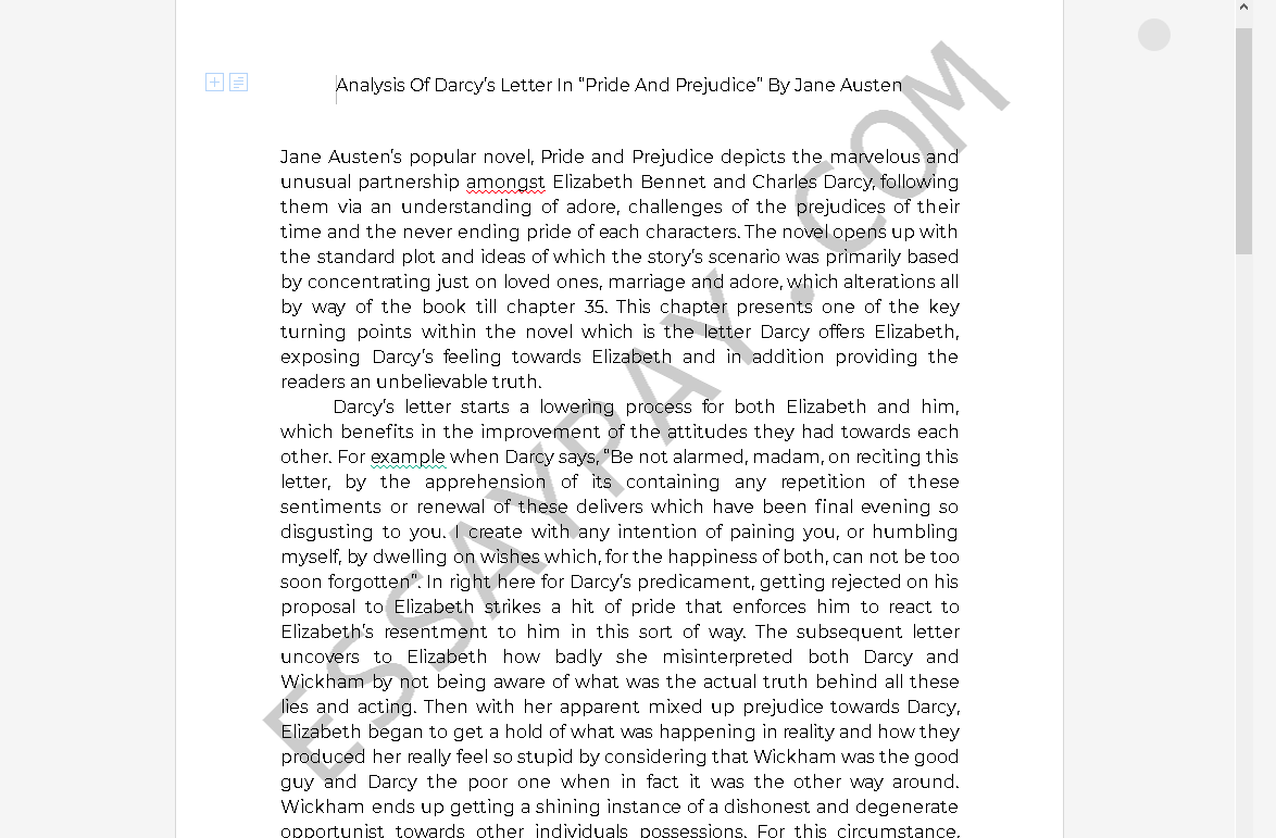 pride and prejudice analytical essay