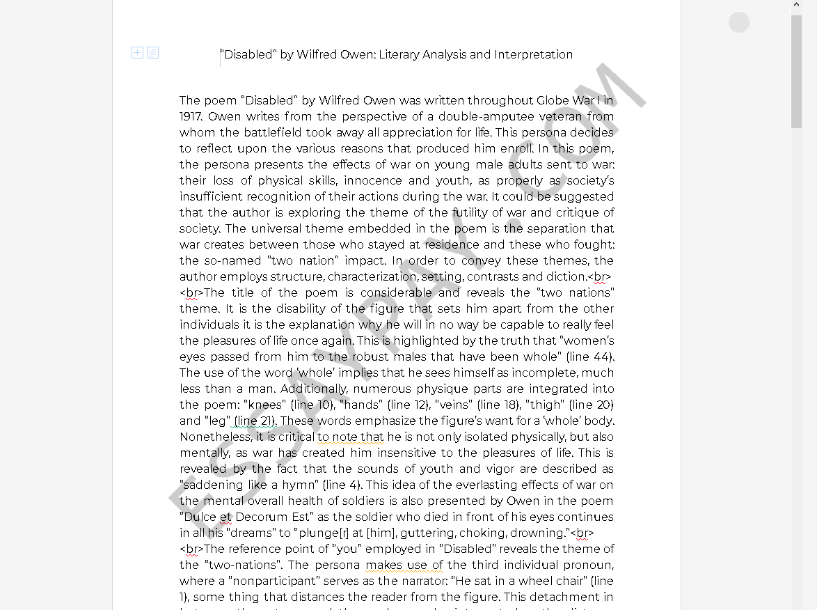 Wilfred owen essay