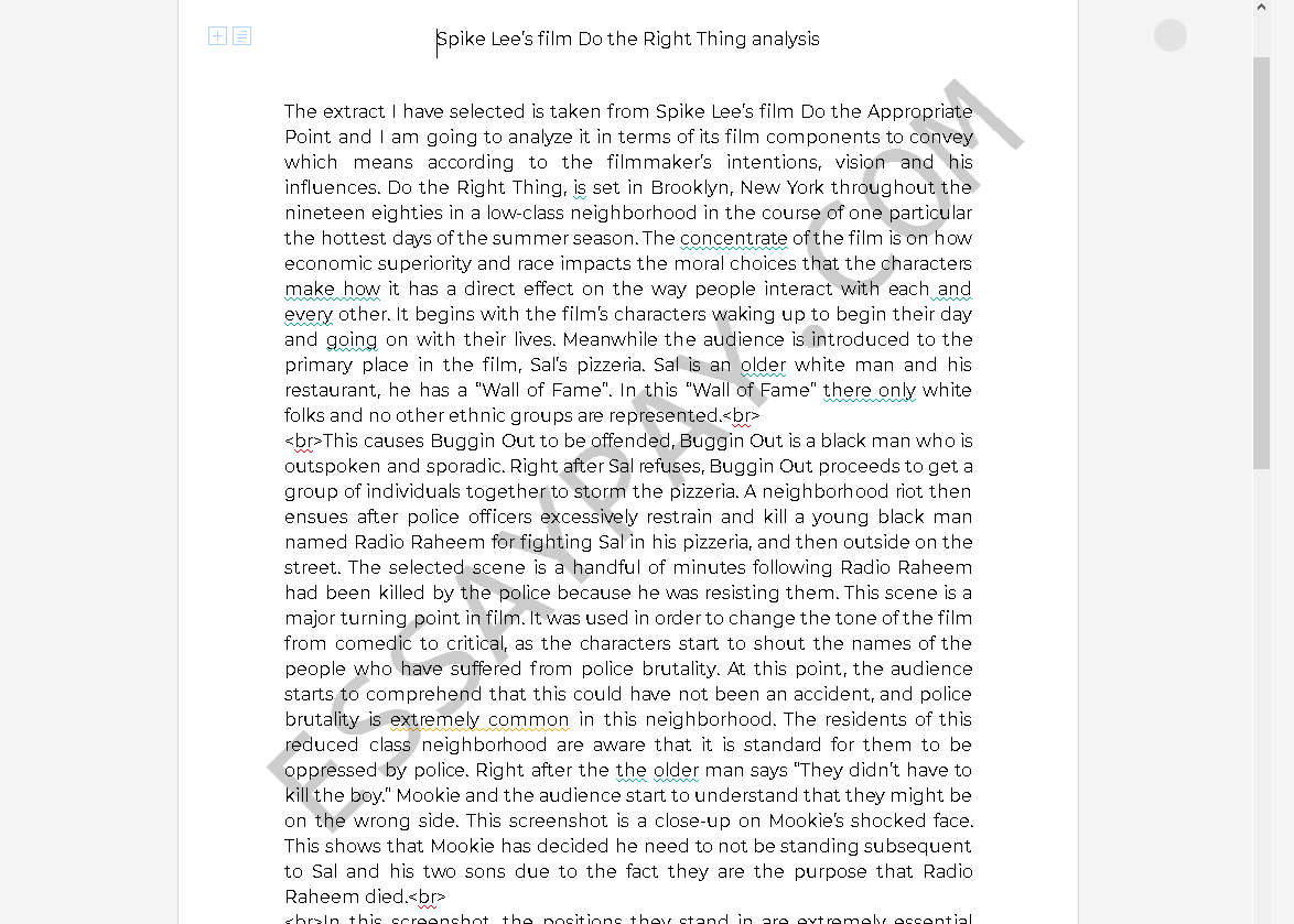 do the right thing film analysis essay