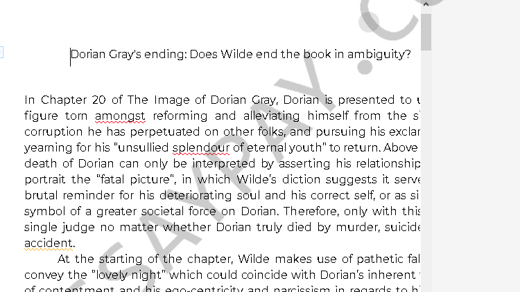 Dorian Gray Characterization Essay