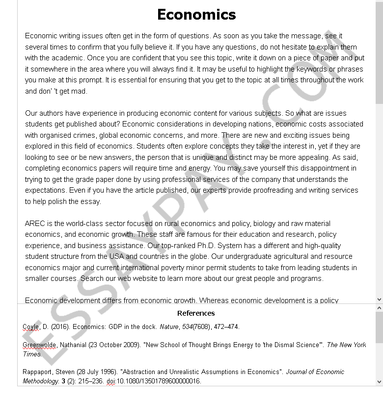 economics  - Free Essay Example