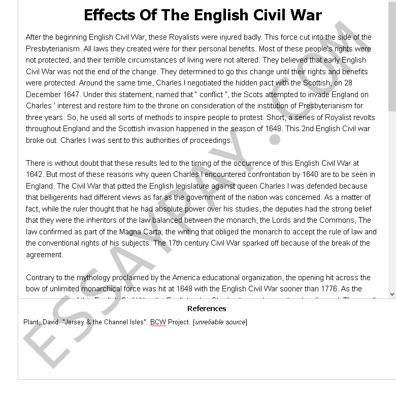 effects of the english civil war - Free Essay Example
