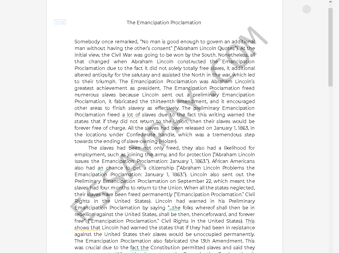 emancipation proclamation essays - Free Essay Example