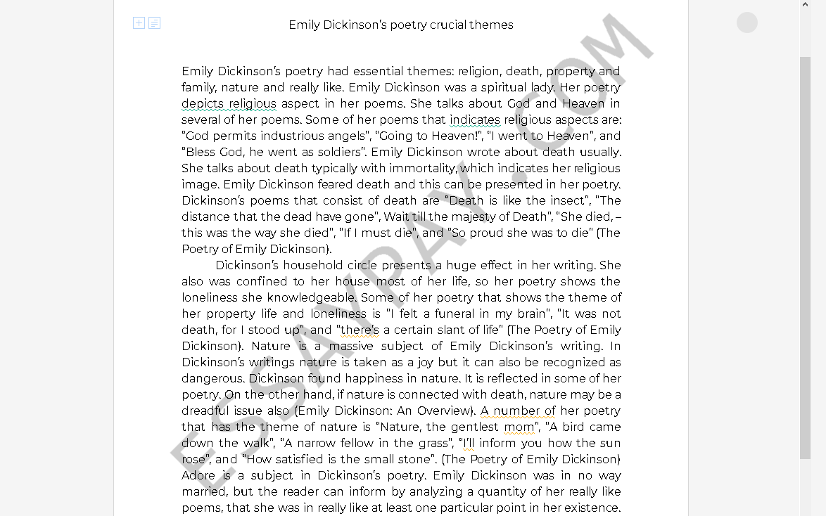 essay on emily dickinson poetry