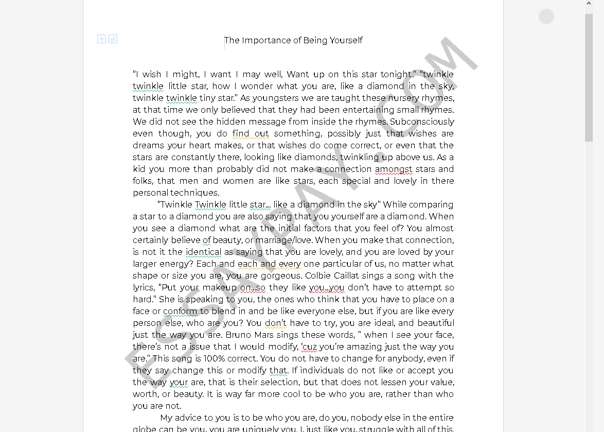 importance of being yourself essay