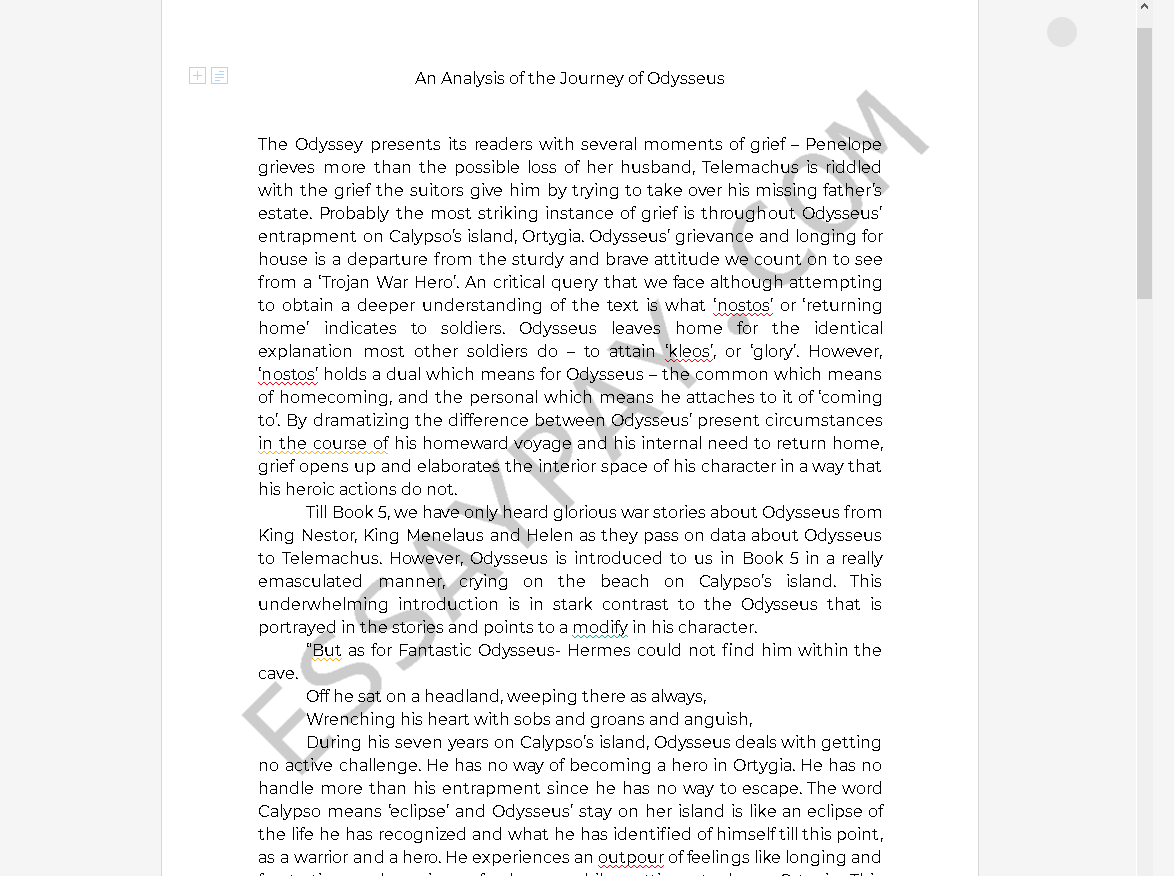 odysseus essay body paragraph