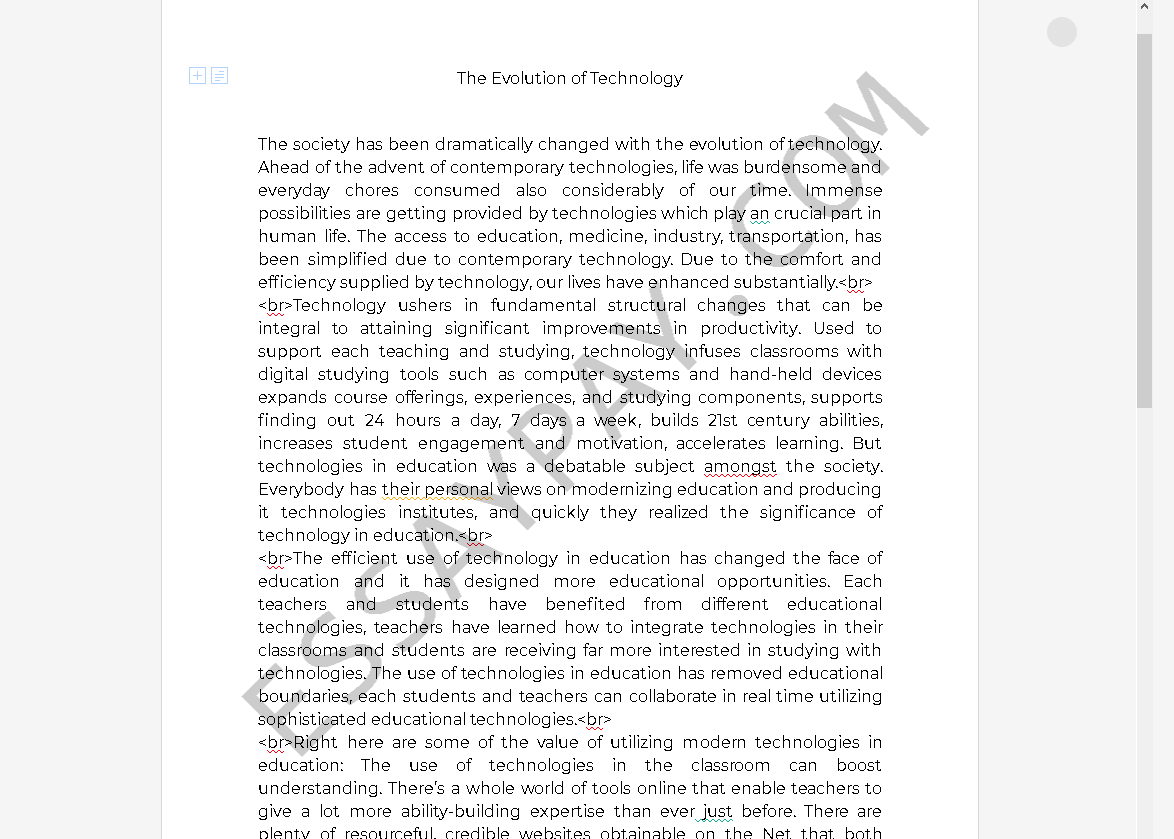 essay on evolution of technology