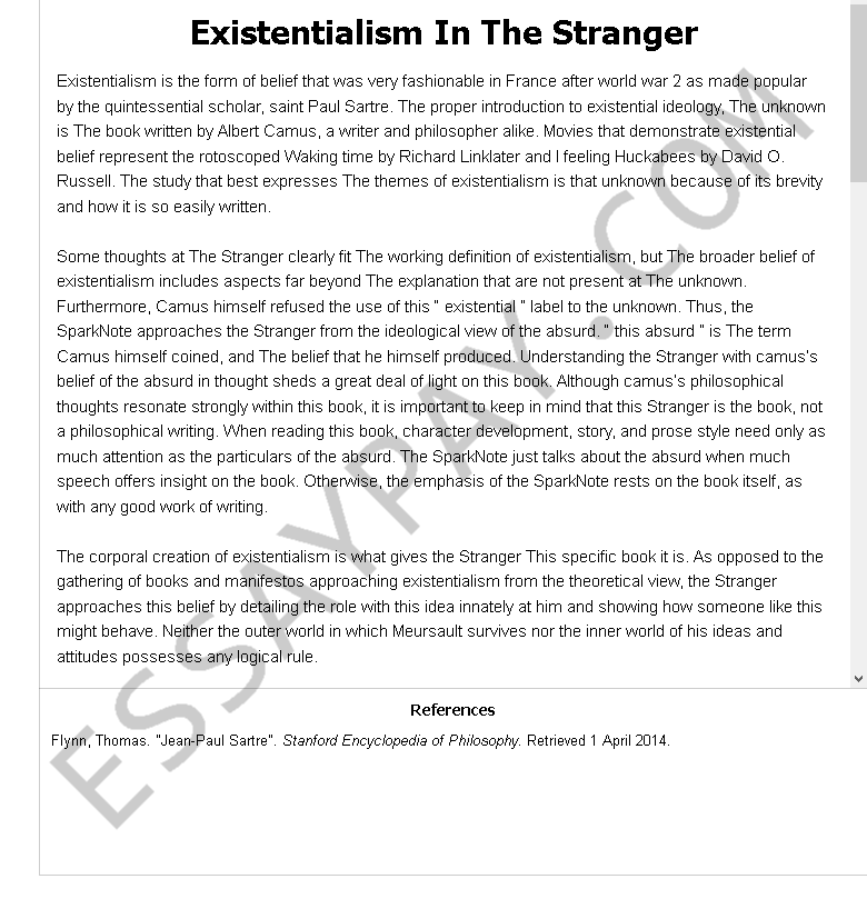 existentialism in the stranger - Free Essay Example