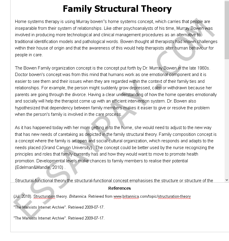 family structural theory - Free Essay Example