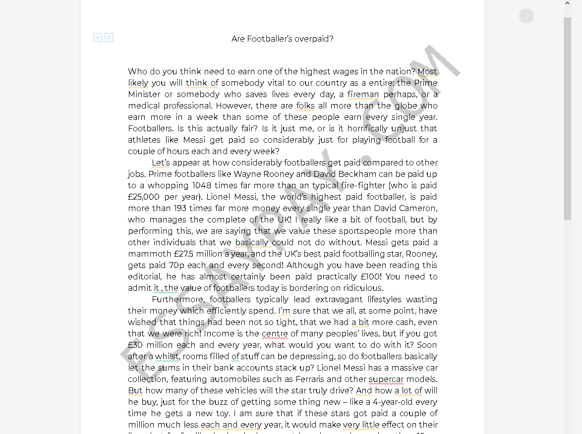 footballers wages essay - Free Essay Example