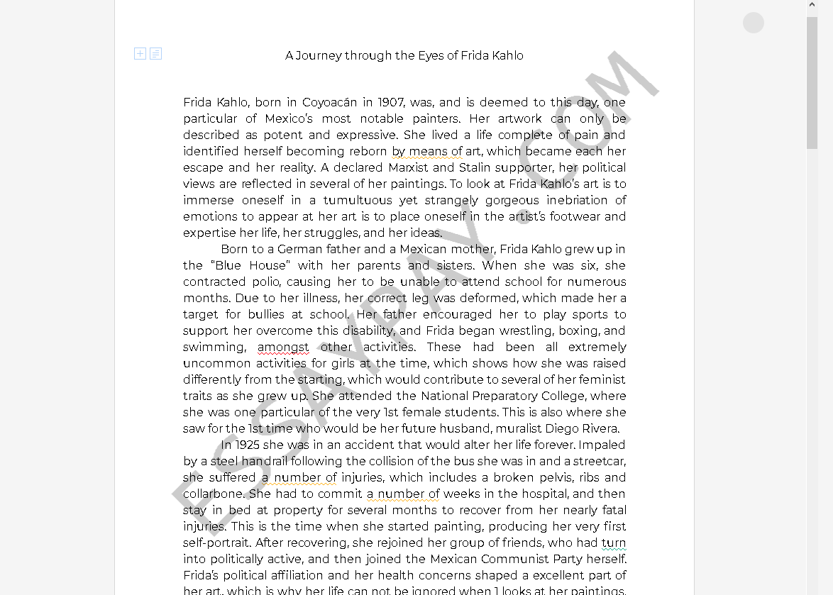 frida kahlo essay - Free Essay Example