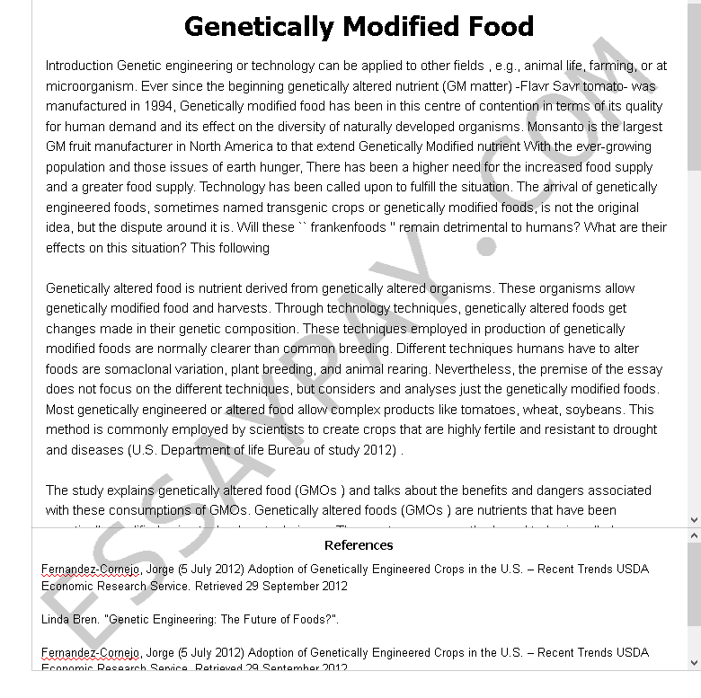 essay about genetically modified food