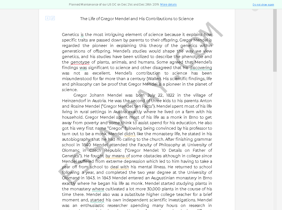 gregor mendel essay - Free Essay Example