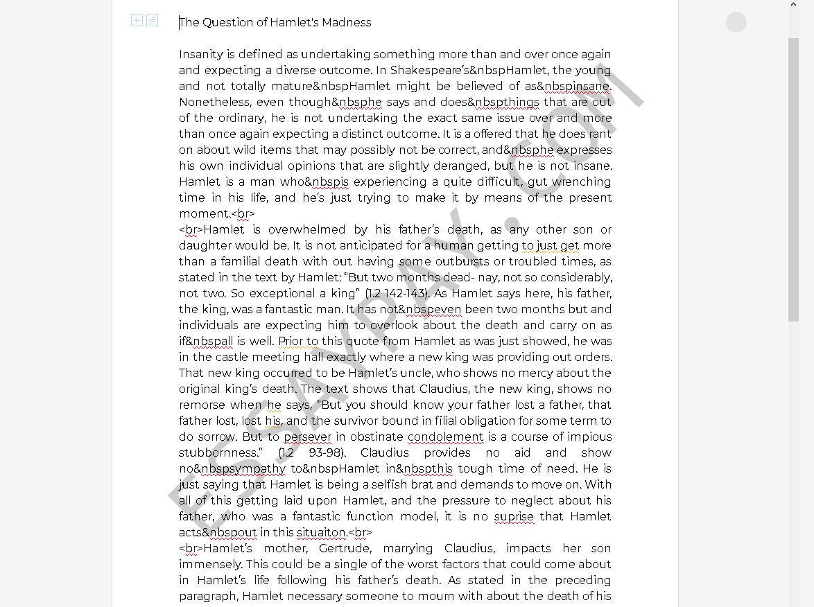 hamlet madness essays - Free Essay Example