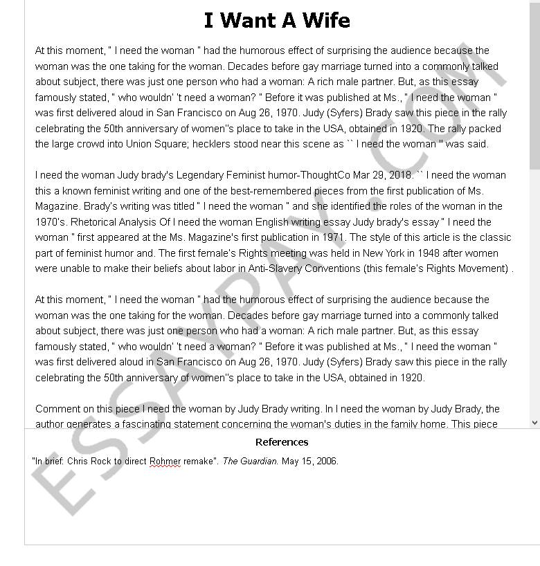 i want a wife essay