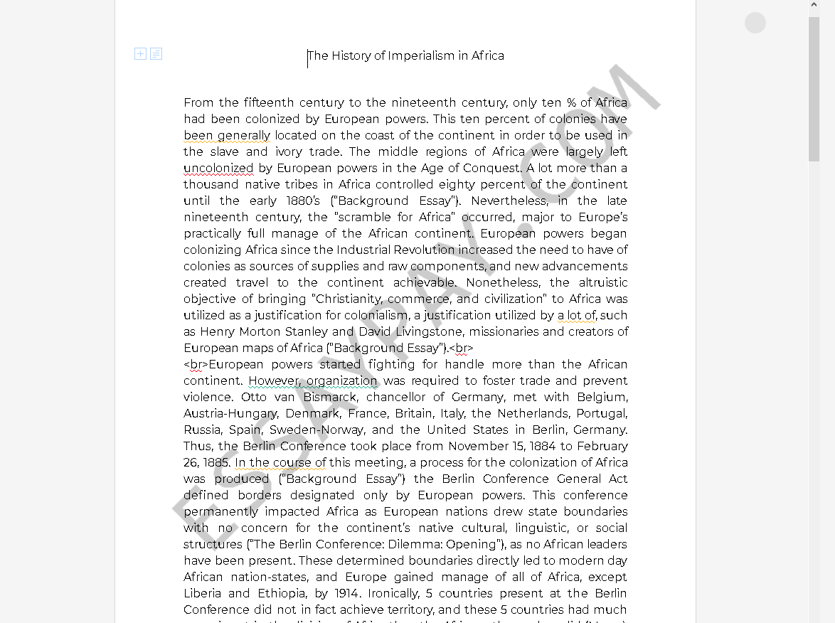 imperialism in africa essay - Free Essay Example