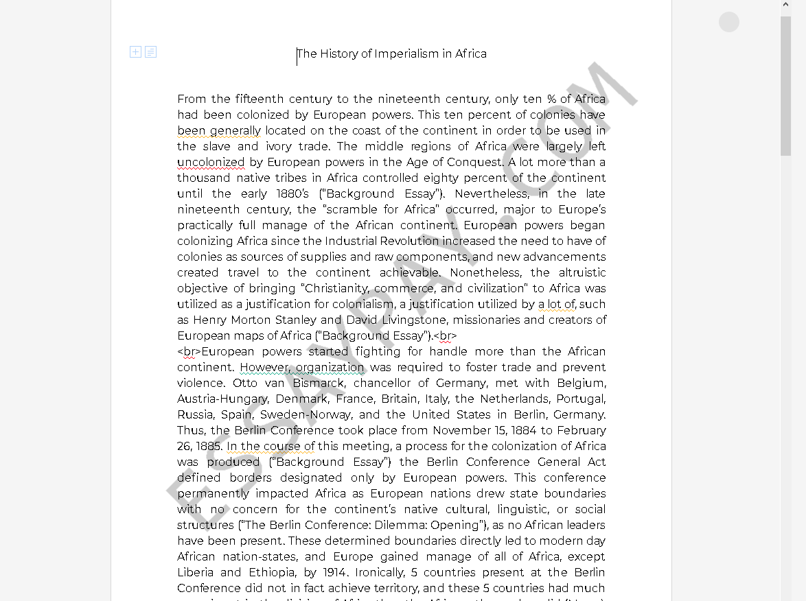 imperialism in africa essay examples