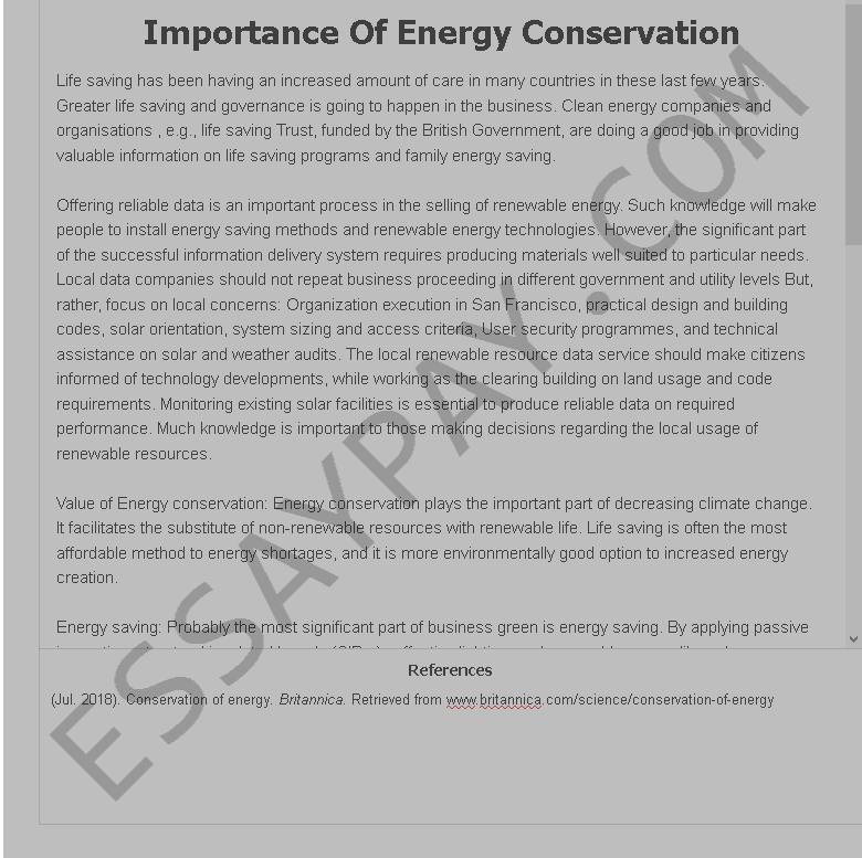 energy conservation essay