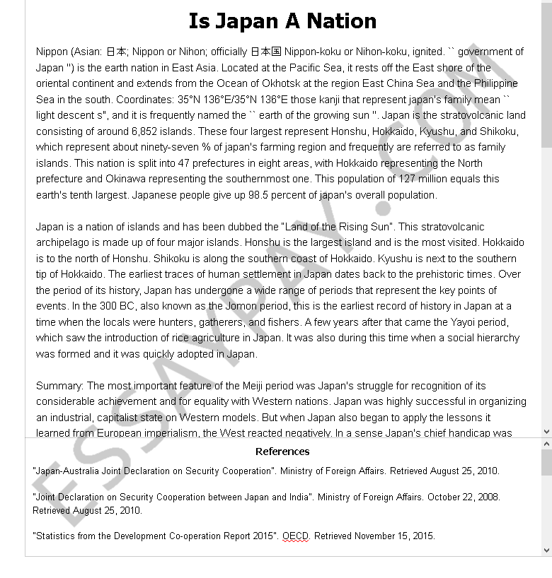 is japan a nation - Free Essay Example