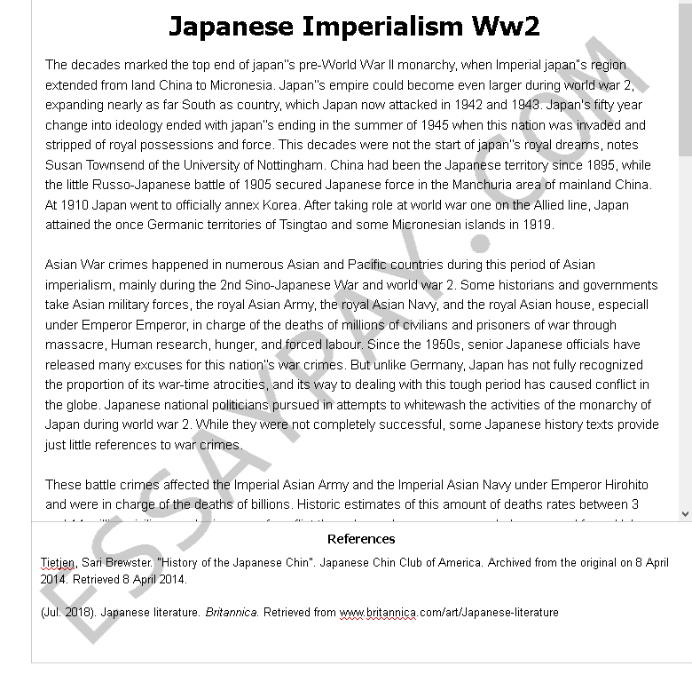 japanese imperialism ww2 - Free Essay Example