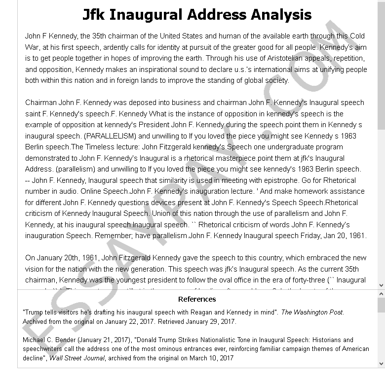 jfk inaugural address analysis - Free Essay Example