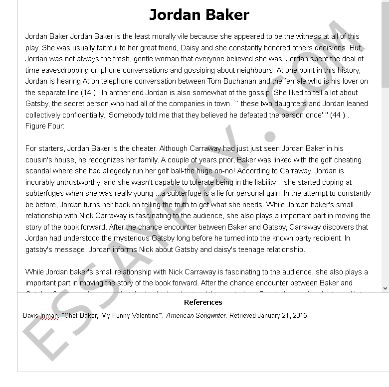 jordan baker - Free Essay Example