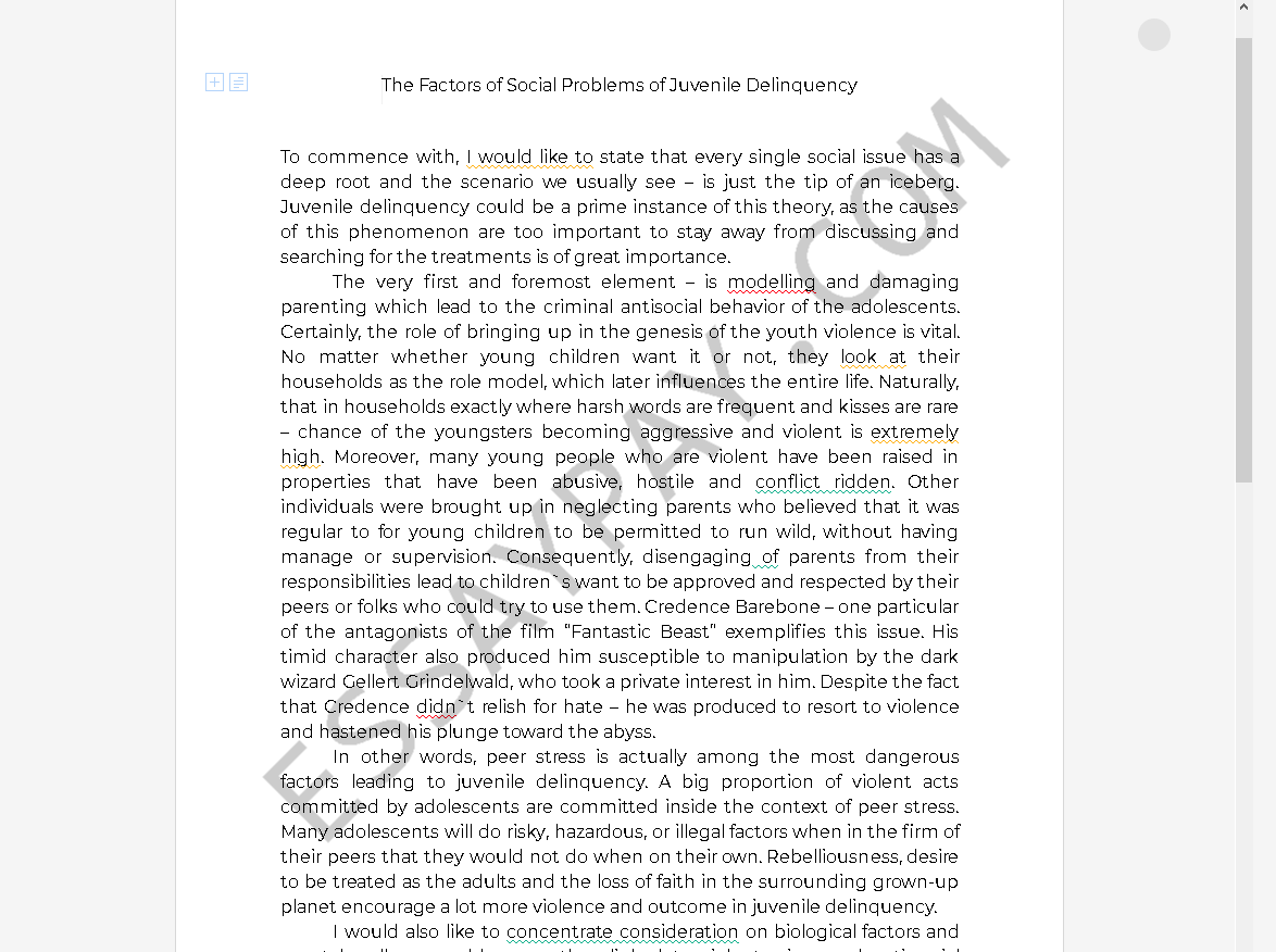 application essay writing juvenile delinquency