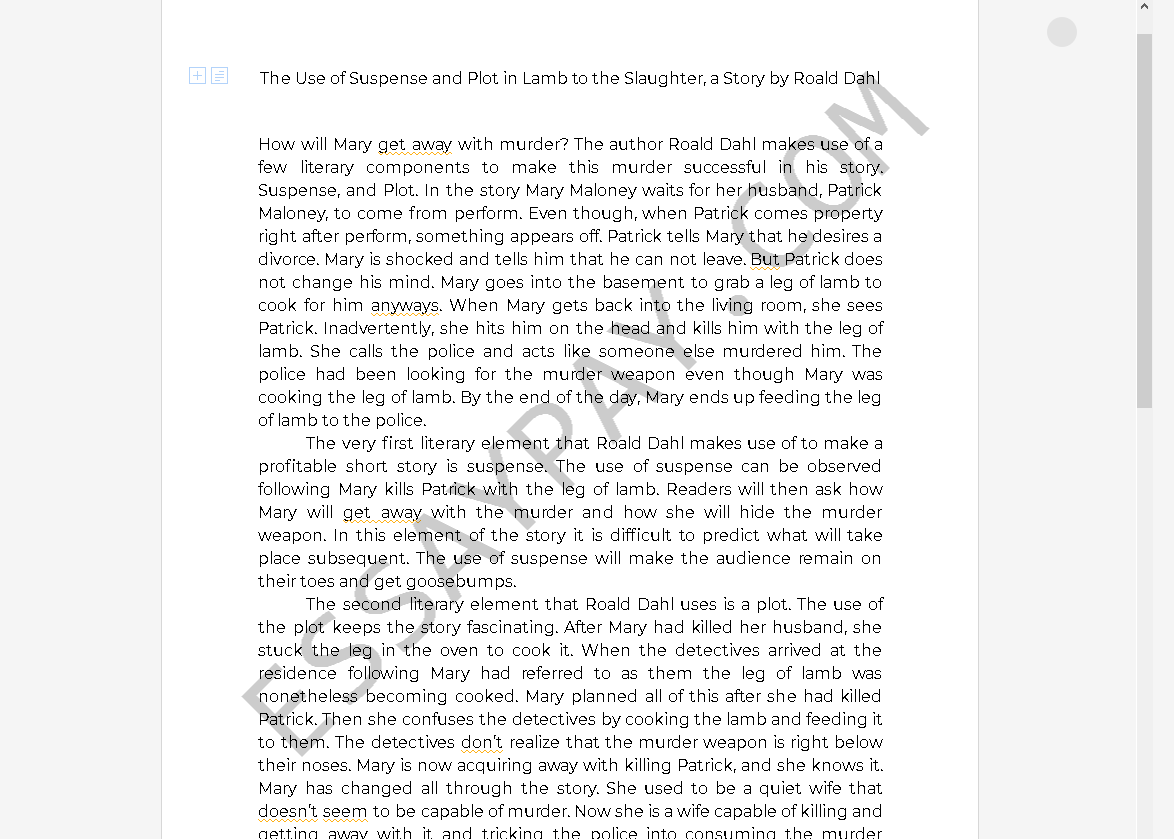 lamb to the slaughter essay - Free Essay Example