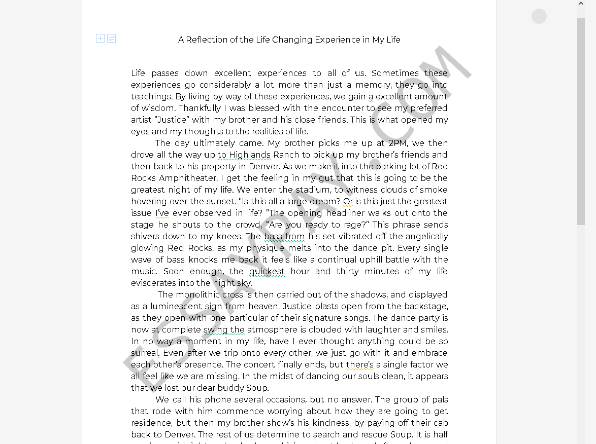 life changing experience essay - Free Essay Example