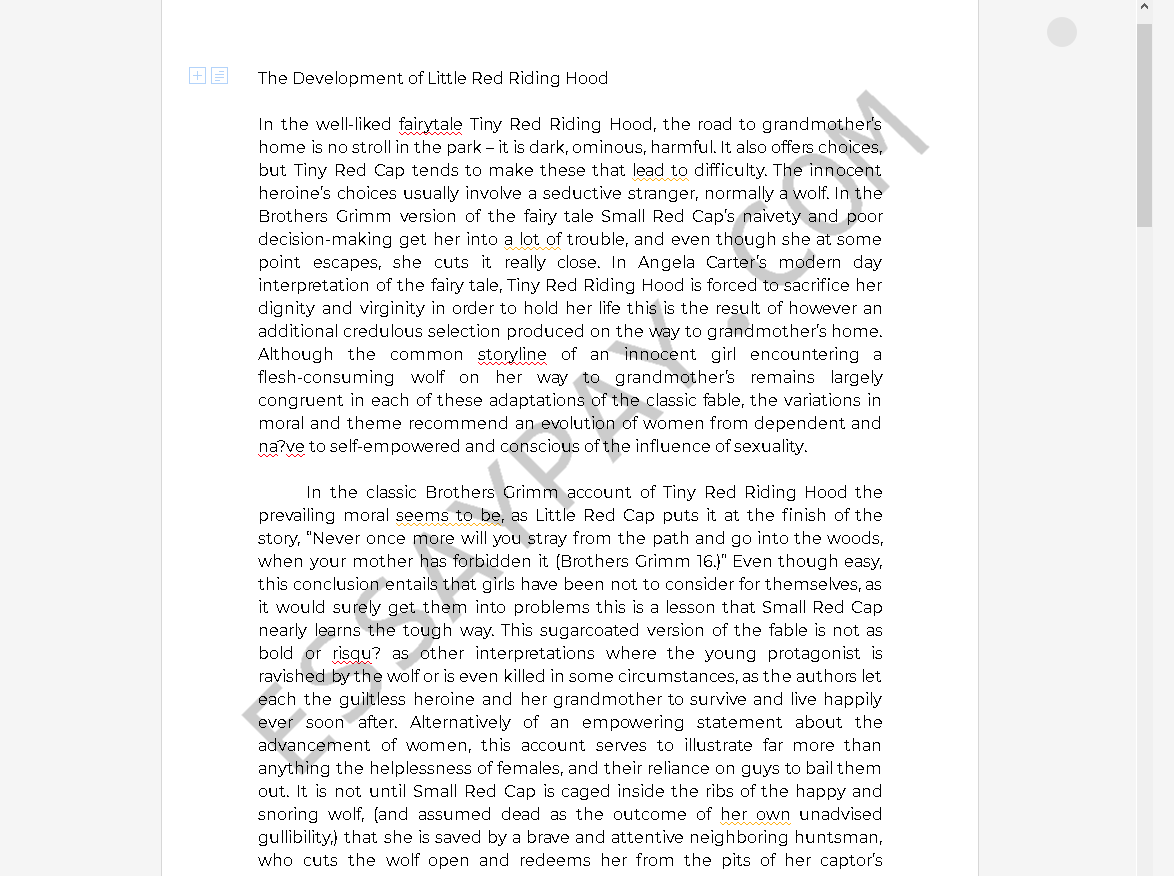 little red riding hood essay - Free Essay Example